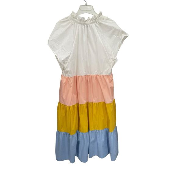 Crosby By Mollie Burch Watts Dress Colorblock Midi Cap Sleeve Size Large - Picture 7 of 11